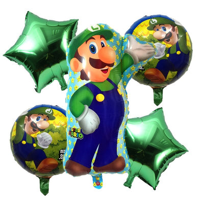 Luigi Mario Bros Foil Balloon Decorative Bouquet