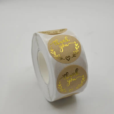 Thank You Sticker Rollo Color Kraft (800 unidades)