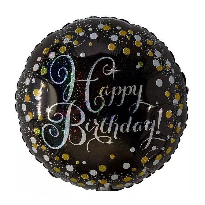 18” Foil Happy Birthday Silver and Gold Confetti