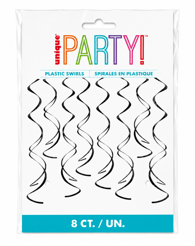 Swirl Decorations Black 8pcs