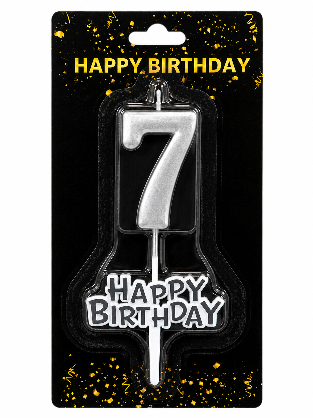 Happy Birthday Candle with Numbers Silver and Gold