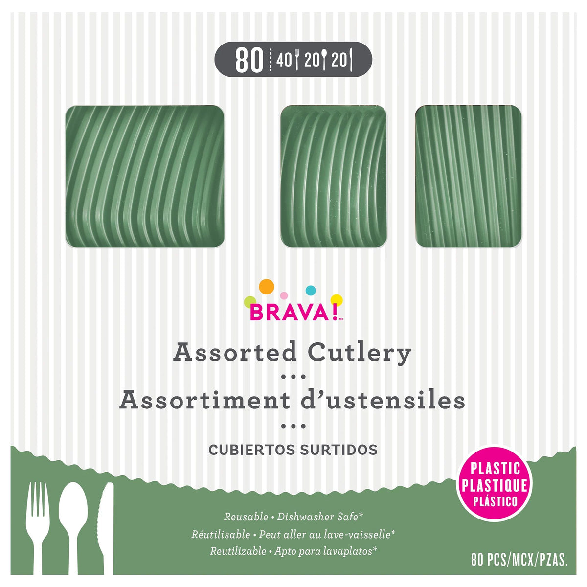 Reusable Cutlery Assortment Jade (x80u)