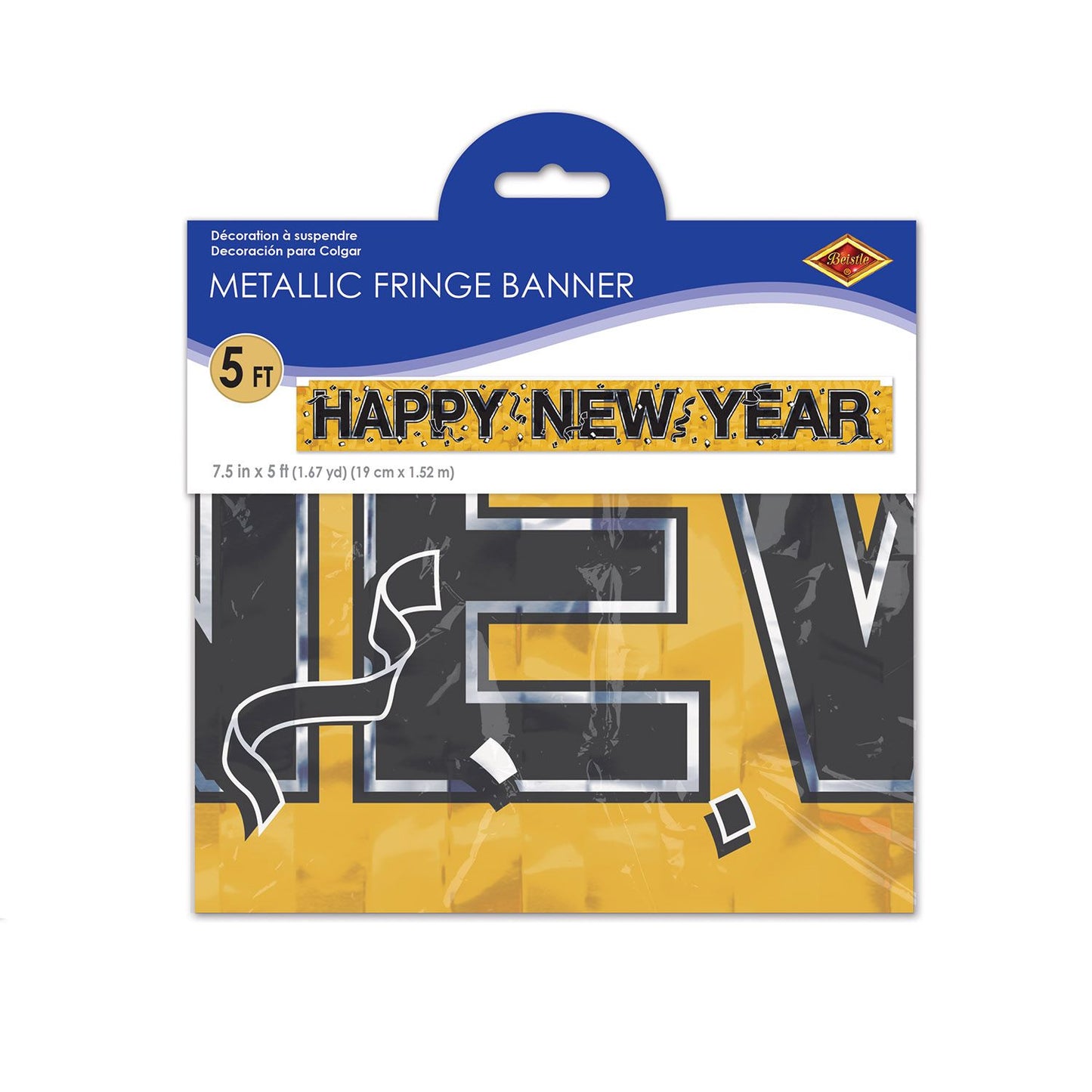 Metallic Happy New Year Fringe Banner - Gold