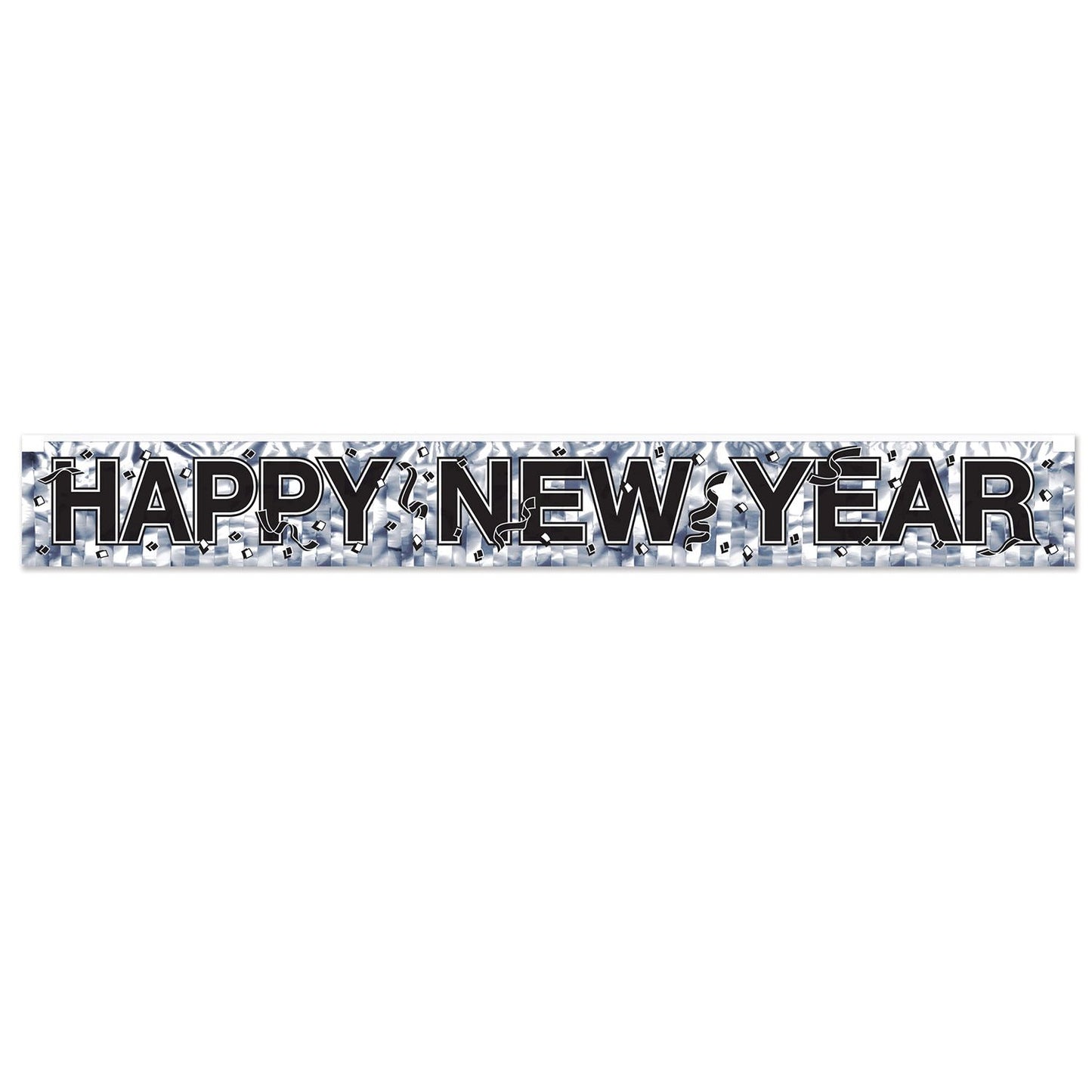 Metallic Happy New Year Fringe Banner - Silver