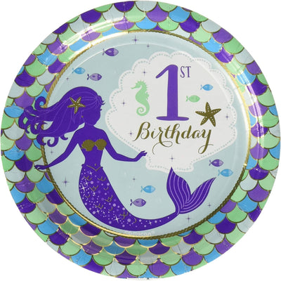 Sirena Mermaid Plates 7” 1st Birthday (x8u)