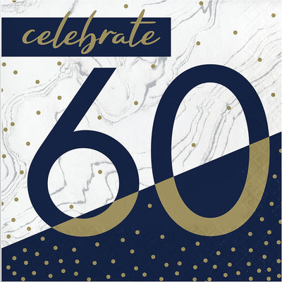 Beverage Napkins 60 Navy and Gold (x16u)
