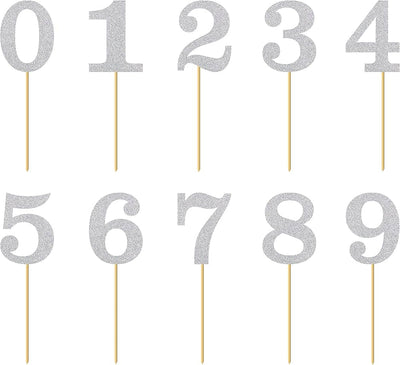 Glittered Stick Numbers Silver (x4u)