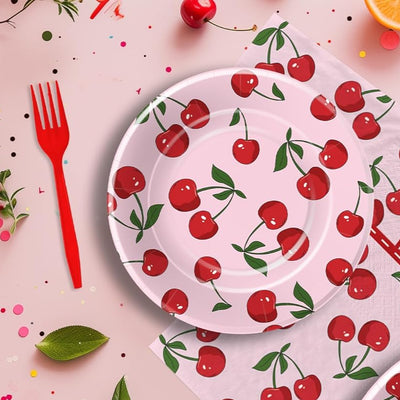 Cherry Party Plates 24pcs 7inch