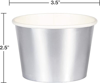 Tazas de Papel con Foil Plateado - Paquete de 8 (2.5 x 3.5 in)