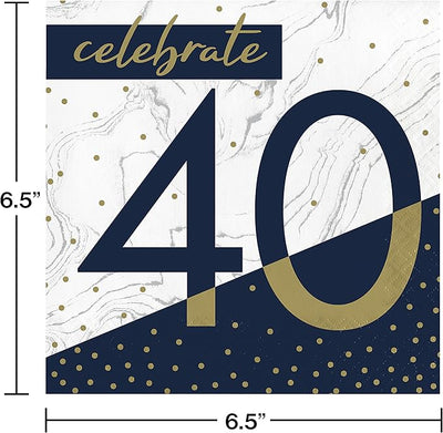 Beverage Napkins 40 Navy and Gold (x16u)