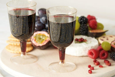 (Copia) Copa de Vino de Plastico con Purpurina 6oz (Pack 10u)