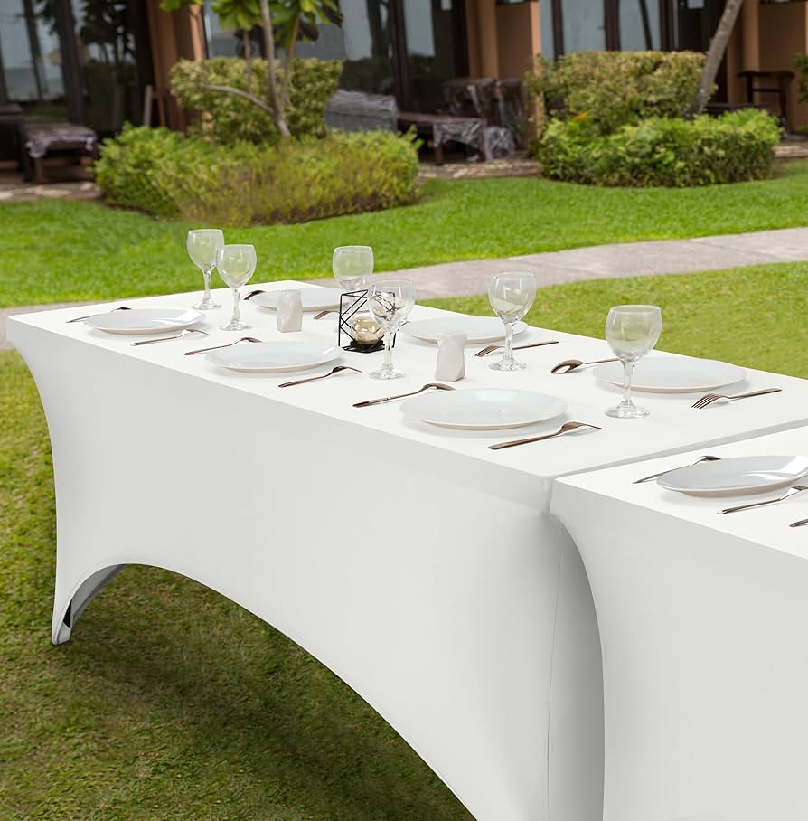 MANTEL RECTANGULAR DE SPANDEX 6FT - BLANCO
