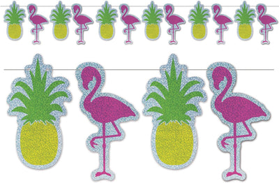 Flamingo & Pineapple Streamer 12FT (4yd)