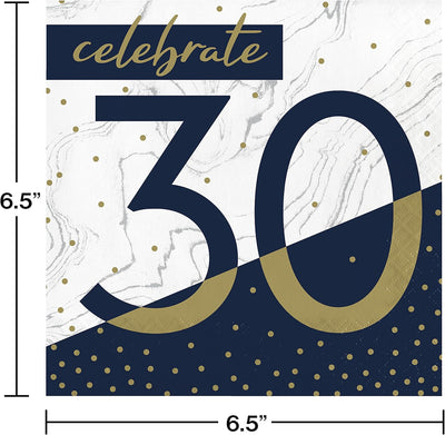 Beverage Napkins 30 Navy and Gold (x16u)
