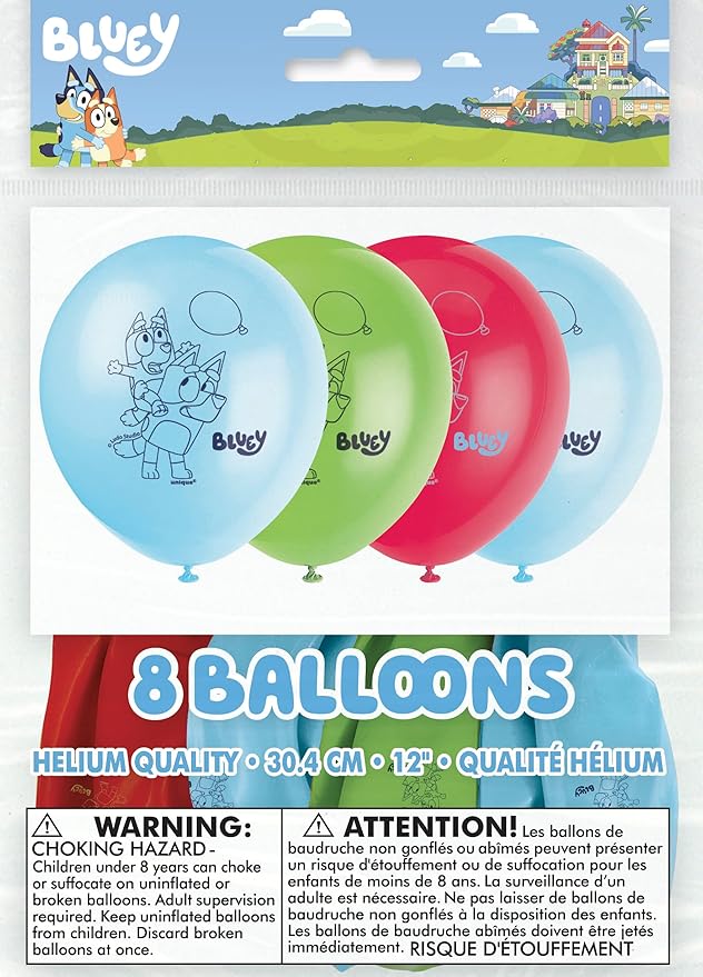 Globos de Latex Bluey – 12" (Pack de 8)