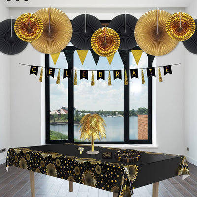 Black & Gold Pennant Banner (x1u)
