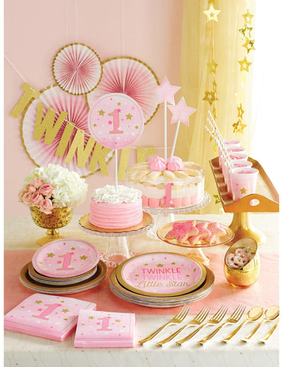One Little Star Pink Beverage Napkins (x16u)