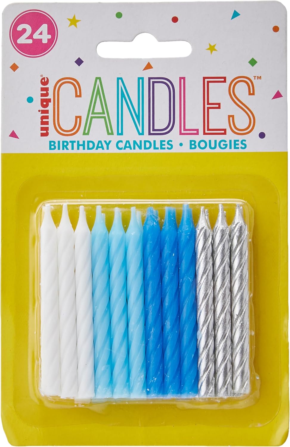 Blue, White & Gold Spiral Candles (x24u)