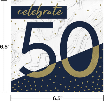 Beverage Napkins 50 Navy and Gold (x16u)
