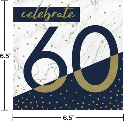 Beverage Napkins 60 Navy and Gold (x16u)