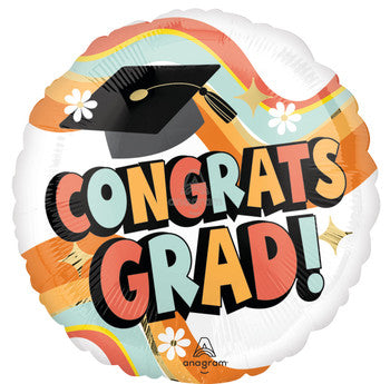 Congrats Grad Groovy Foil Balloon 18”