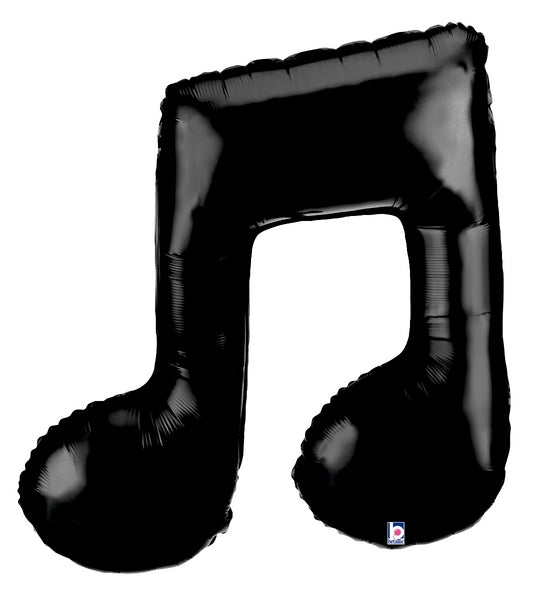 40" Black Beamed Music Note Balloon