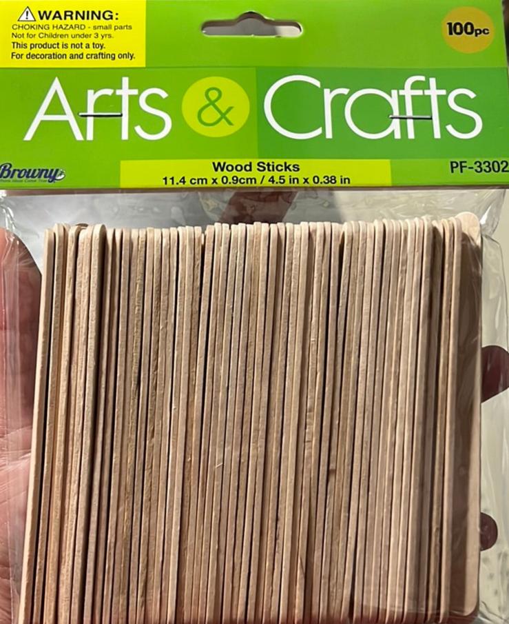 Wood Sticks 4.5" Natural (x100u)