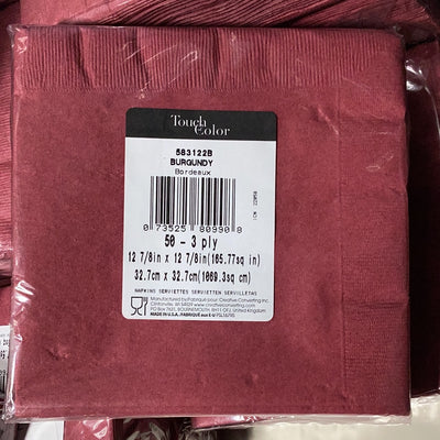Servilletas Burgundy 12” 50ct