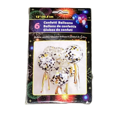Set 6 Globos Confetti Año Nuevo 12"
