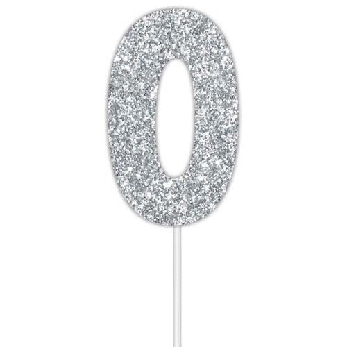Cake Topper Número Plateados 6ct