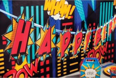 SuperHero Banner "Happy Birthday" 7ft x 6in (x1u)