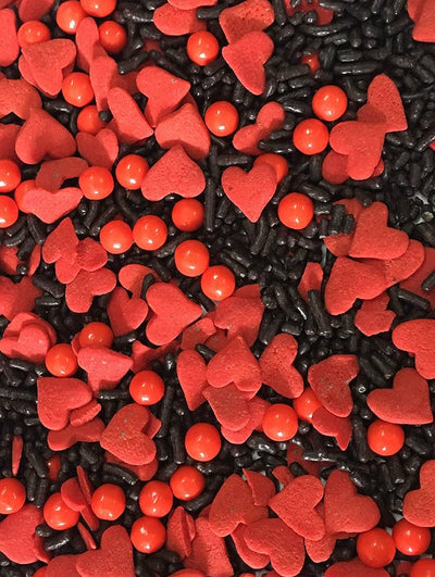 Sprinkle Sugar Heart Red and Black
