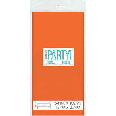 Orange Plastic Tablecover 54in x 108in