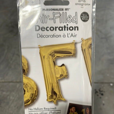 Letter "F" White Gold Air Filled