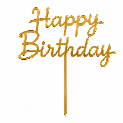 Gold Happy Birthday Cake Topper (x1)