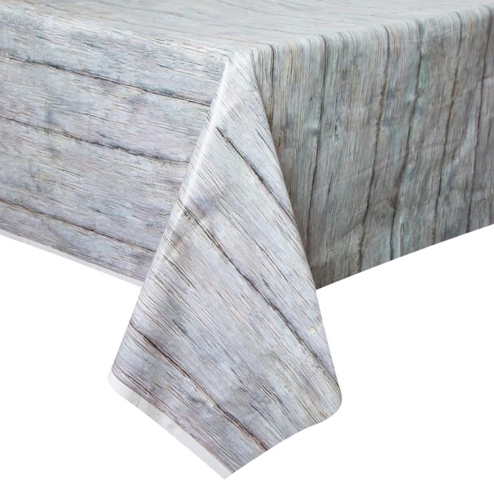 Grey Wood Pattern Plastic Tablecover 54in x 108in