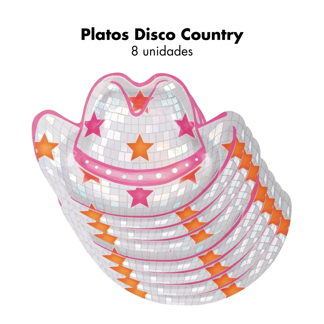 Disco Country Cowboy Hat Plates 7" (x8u)