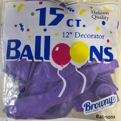 Browny Latex Balloons 12" Light Purple 15pcs