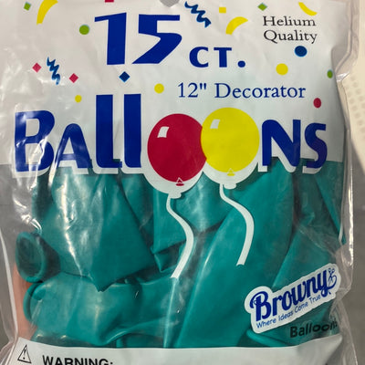 Browny Latex Balloons 12" Tiffany Blue 15pcs