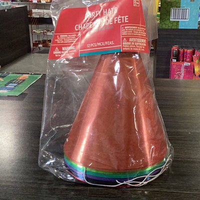 RAINBOW FOIL CONE HATS