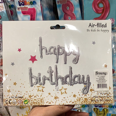 Air filled happy birthday silver