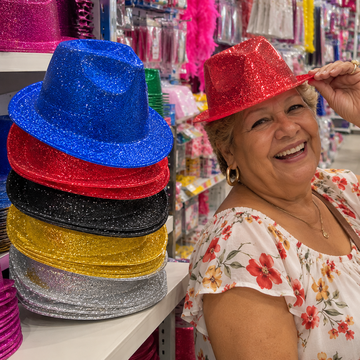 Sombrero Metálico con Brillo (x1u)