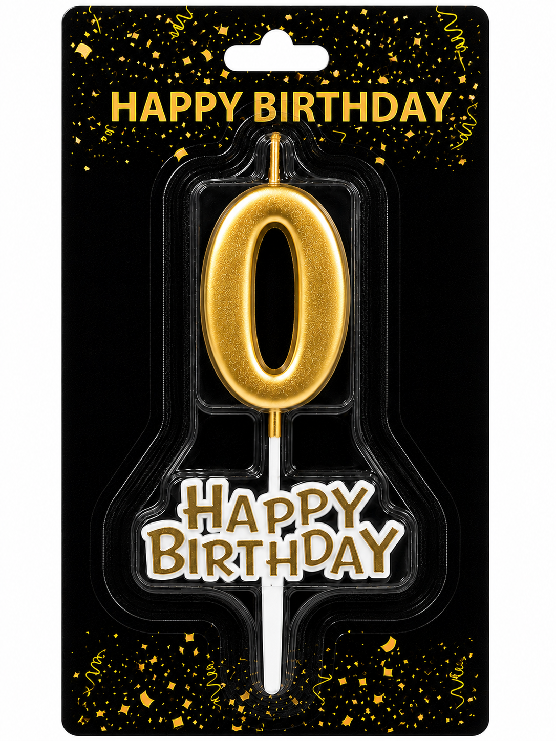Happy Birthday Candle with Numbers Silver and Gold