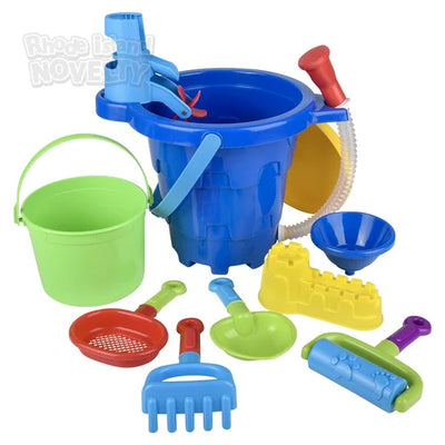 Balde grande con set de 9 juguetes de playa