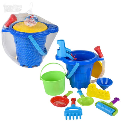Balde grande con set de 9 juguetes de playa