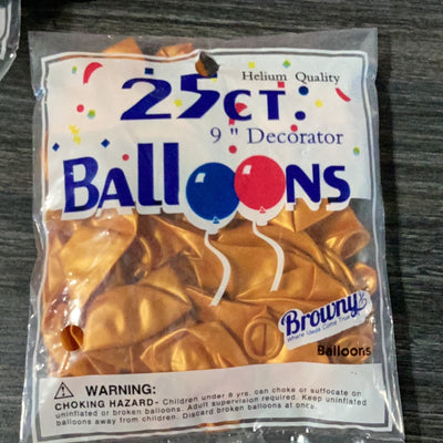 Browny Latex Balloons 9" Gold 25pcs