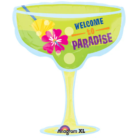 Margarita Glass Welcome to Paradise Jumbo Foil Balloon 28”