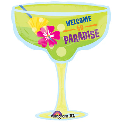 Margarita Glass Welcome to Paradise Jumbo Foil Balloon 28”