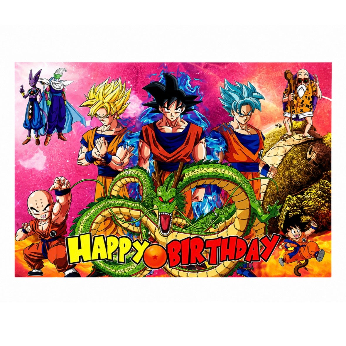 Dragon Ball Z Happy Birthday Backdrop 5ft x 3ft