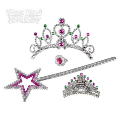 Set de juego de princesa – 4 piezas con tiara con joyas